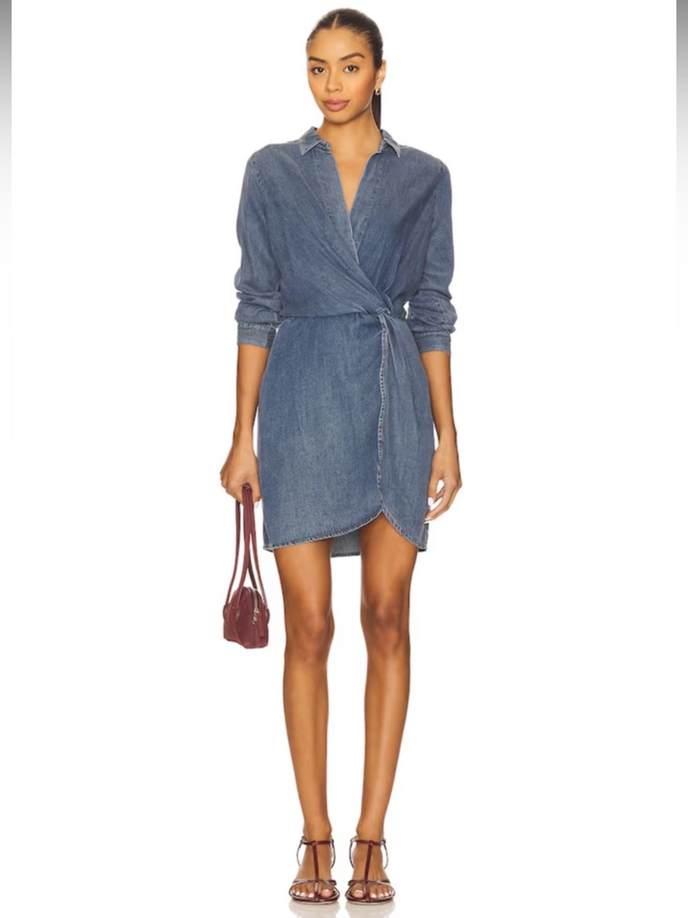 Heartloom Denim Wrap Mini Dress - Blue